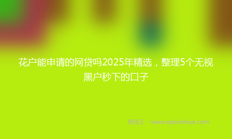 花户能申请的网贷吗2025年精选，整理5个无视黑户秒下的口子