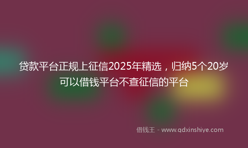贷款平台正规上征信2025年精选，归纳5个20岁可以借钱平台不查征信的平台