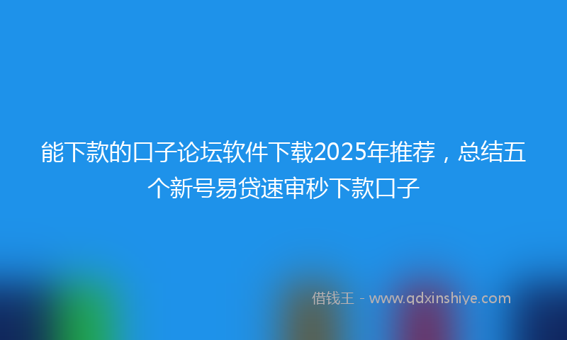 能下款的口子论坛软件下载2025年推荐，总结五个新号易贷速审秒下款口子