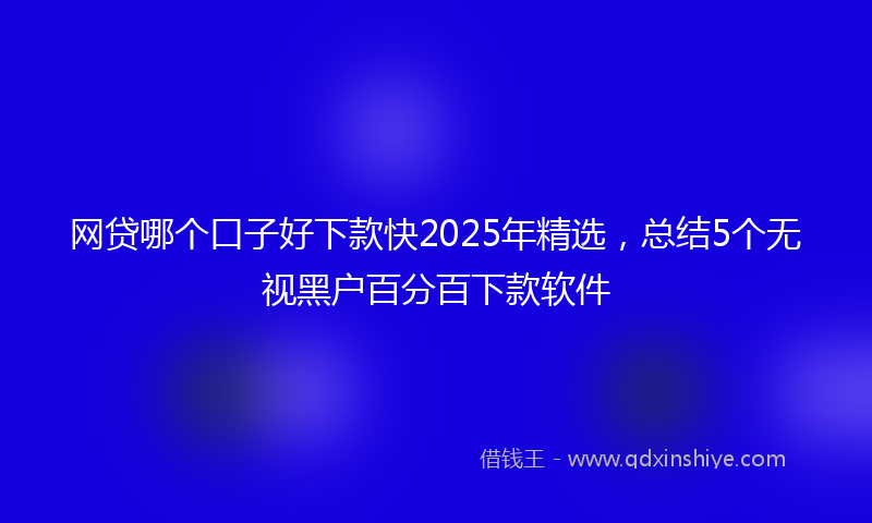 网贷哪个口子好下款快2025年精选，总结5个无视黑户百分百下款软件