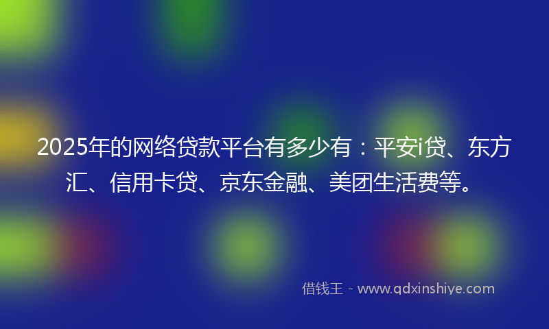 2025年的网络贷款平台有多少有：平安i贷、东方汇、信用卡贷、京东金融、美团生活费等。
