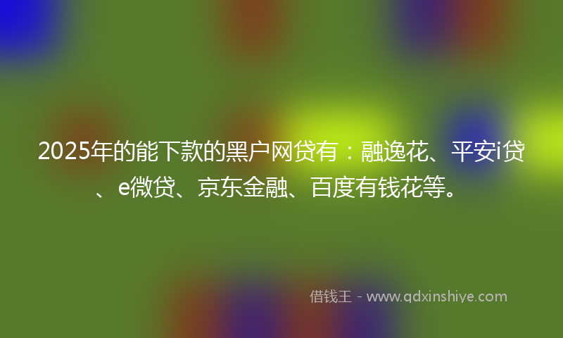 2025年的能下款的黑户网贷有：融逸花、平安i贷、e微贷、京东金融、百度有钱花等。