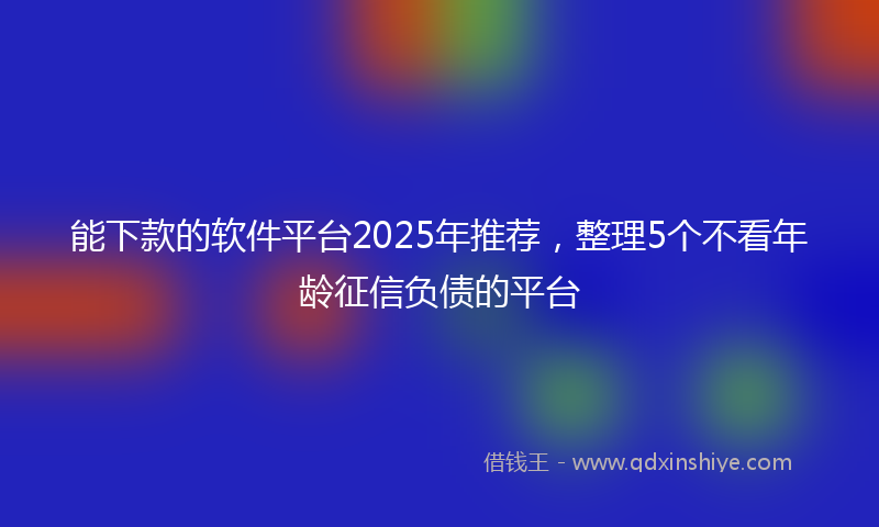 能下款的软件平台2025年推荐，整理5个不看年龄征信负债的平台