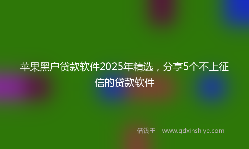 苹果黑户贷款软件2025年精选，分享5个不上征信的贷款软件
