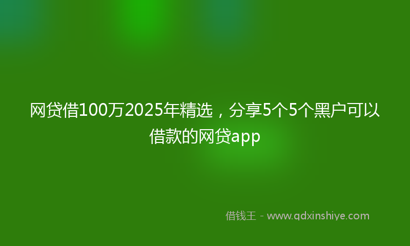 网贷借100万2025年精选，分享5个5个黑户可以借款的网贷app
