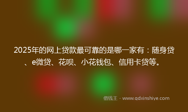 2025年的网上贷款最可靠的是哪一家有：随身贷、e微贷、花呗、小花钱包、信用卡贷等。