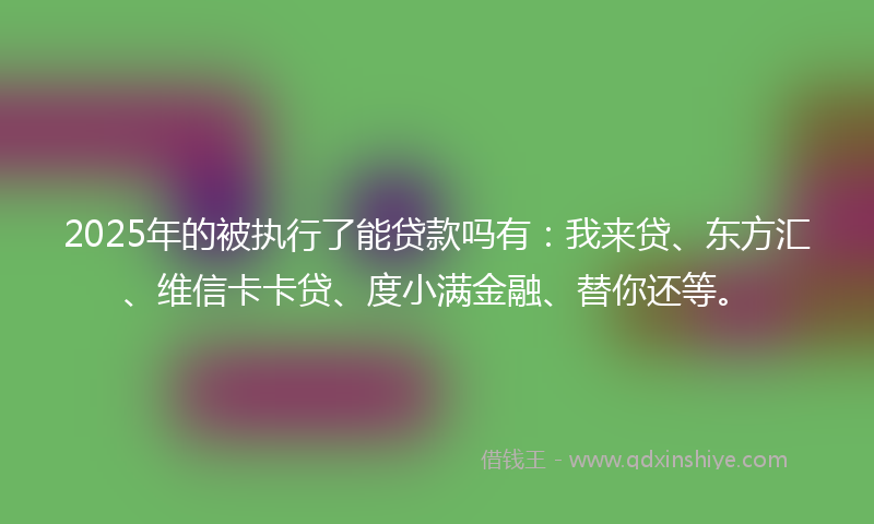 2025年的被执行了能贷款吗有：我来贷、东方汇、维信卡卡贷、度小满金融、替你还等。