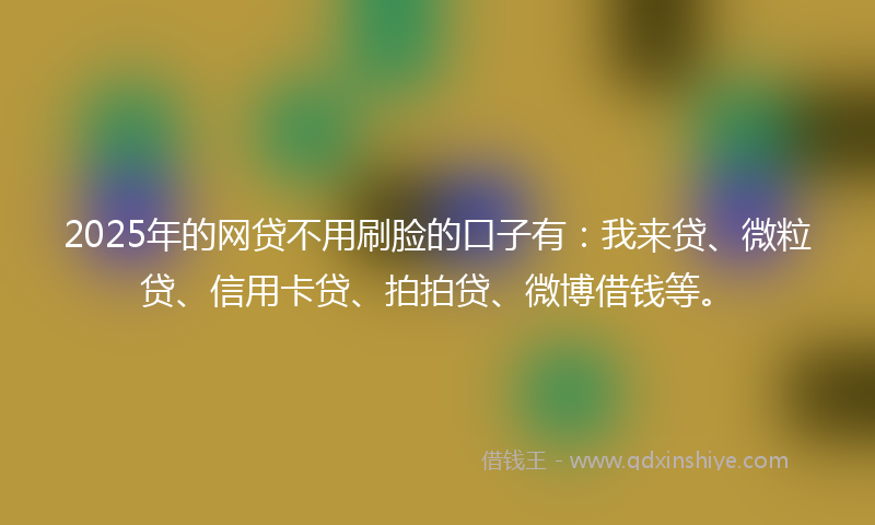 2025年的网贷不用刷脸的口子有：我来贷、微粒贷、信用卡贷、拍拍贷、微博借钱等。