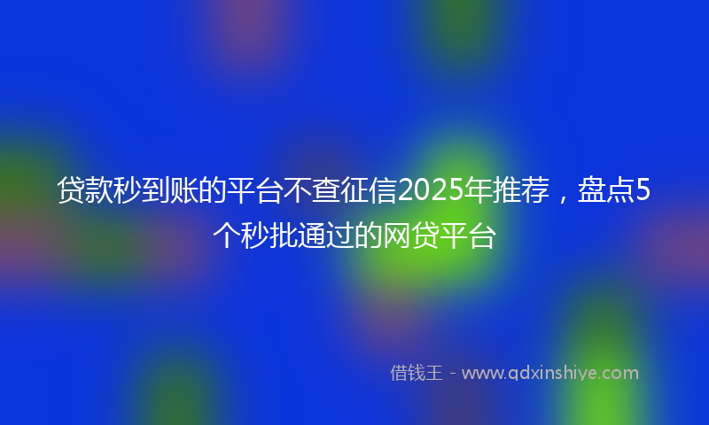 贷款秒到账的平台不查征信2025年推荐，盘点5个秒批通过的网贷平台