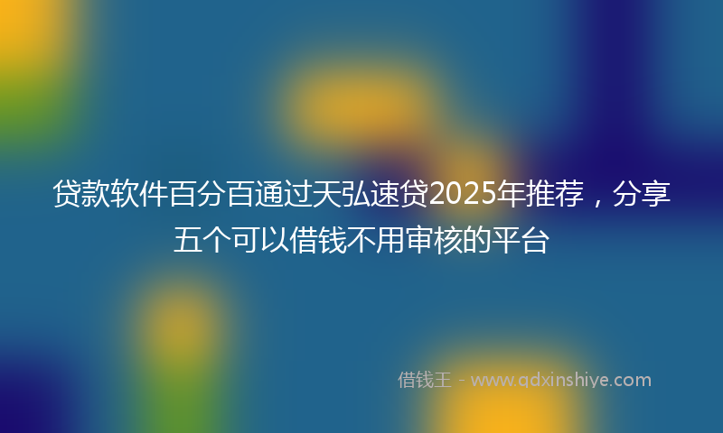 贷款软件百分百通过天弘速贷2025年推荐，分享五个可以借钱不用审核的平台
