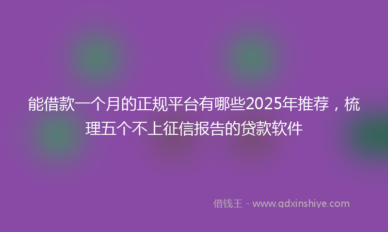 能借款一个月的正规平台有哪些2025年推荐，梳理五个不上征信报告的贷款软件