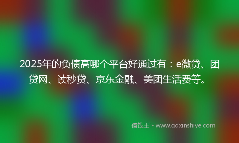 2025年的负债高哪个平台好通过有：e微贷、团贷网、读秒贷、京东金融、美团生活费等。