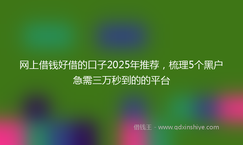 网上借钱好借的口子2025年推荐，梳理5个黑户急需三万秒到的的平台