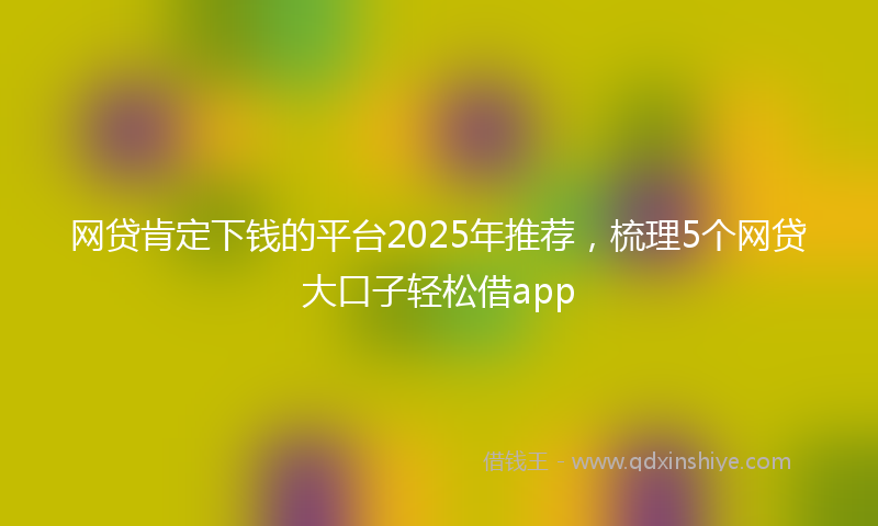 网贷肯定下钱的平台2025年推荐，梳理5个网贷大口子轻松借app