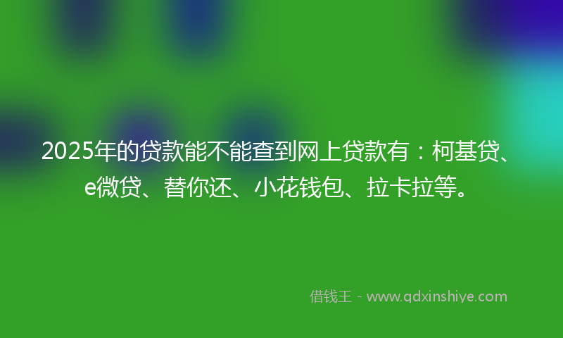 2025年的贷款能不能查到网上贷款有：柯基贷、e微贷、替你还、小花钱包、拉卡拉等。