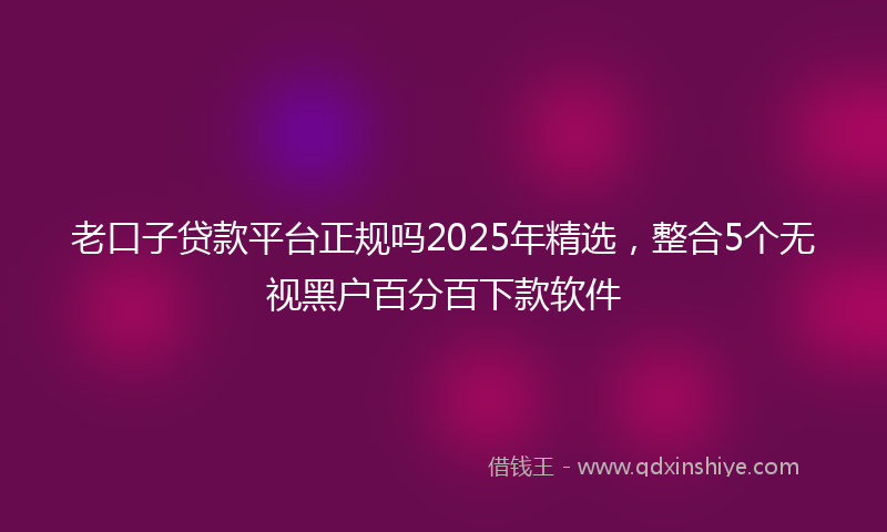 老口子贷款平台正规吗2025年精选，整合5个无视黑户百分百下款软件