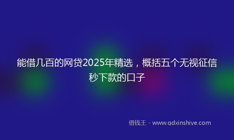能借几百的网贷2025年精选，概括五个无视征信秒下款的口子