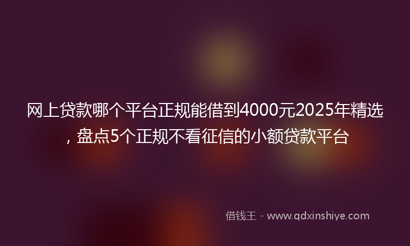 网上贷款哪个平台正规能借到4000元2025年精选，盘点5个正规不看征信的小额贷款平台