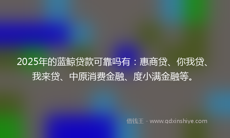 2025年的蓝鲸贷款可靠吗有：惠商贷、你我贷、我来贷、中原消费金融、度小满金融等。