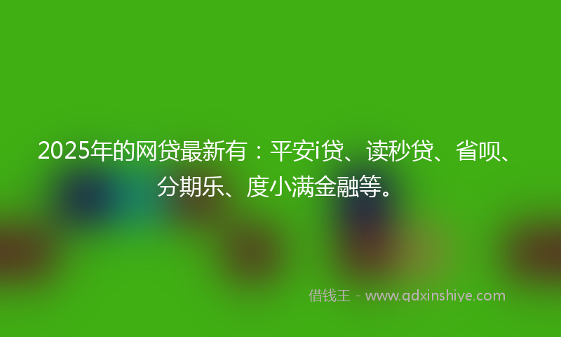 2025年的网贷最新有：平安i贷、读秒贷、省呗、分期乐、度小满金融等。