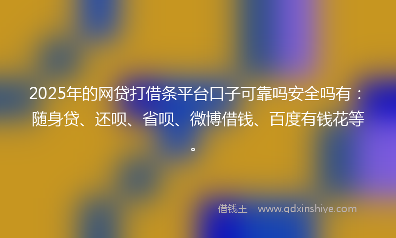 2025年的网贷打借条平台口子可靠吗安全吗有：随身贷、还呗、省呗、微博借钱、百度有钱花等。
