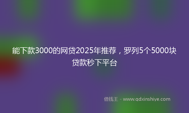 能下款3000的网贷2025年推荐，罗列5个5000块贷款秒下平台