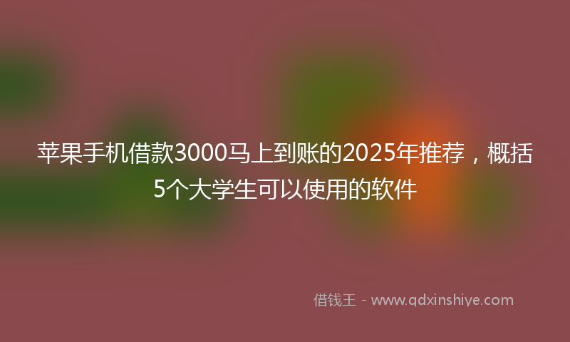 苹果手机借款3000马上到账的2025年推荐，概括5个大学生可以使用的软件