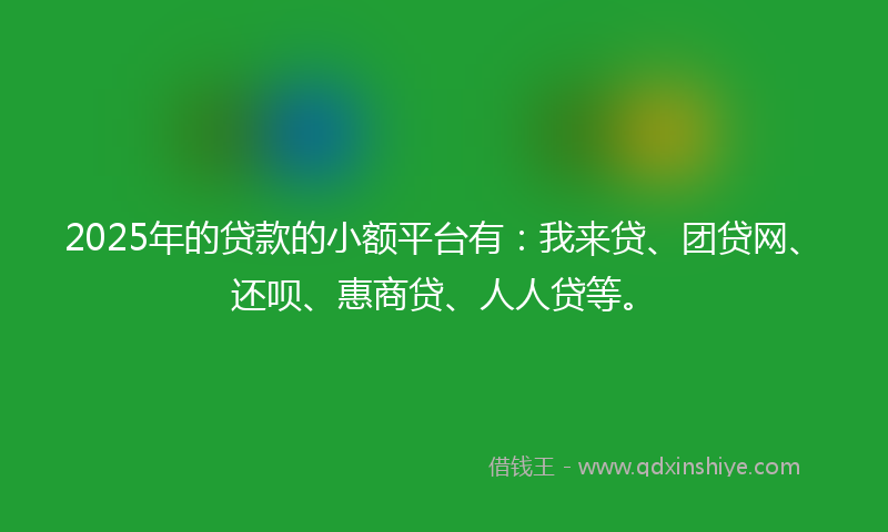 2025年的贷款的小额平台有：我来贷、团贷网、还呗、惠商贷、人人贷等。