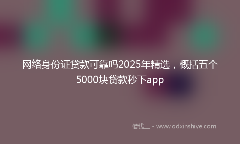 网络身份证贷款可靠吗2025年精选，概括五个5000块贷款秒下app