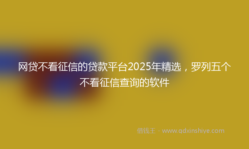 网贷不看征信的贷款平台2025年精选，罗列五个不看征信查询的软件