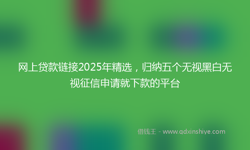 网上贷款链接2025年精选，归纳五个无视黑白无视征信申请就下款的平台