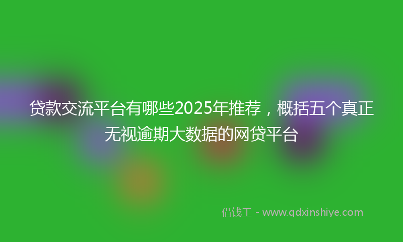 贷款交流平台有哪些2025年推荐，概括五个真正无视逾期大数据的网贷平台