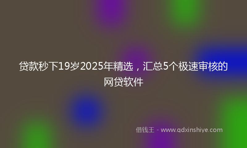 贷款秒下19岁2025年精选，汇总5个极速审核的网贷软件