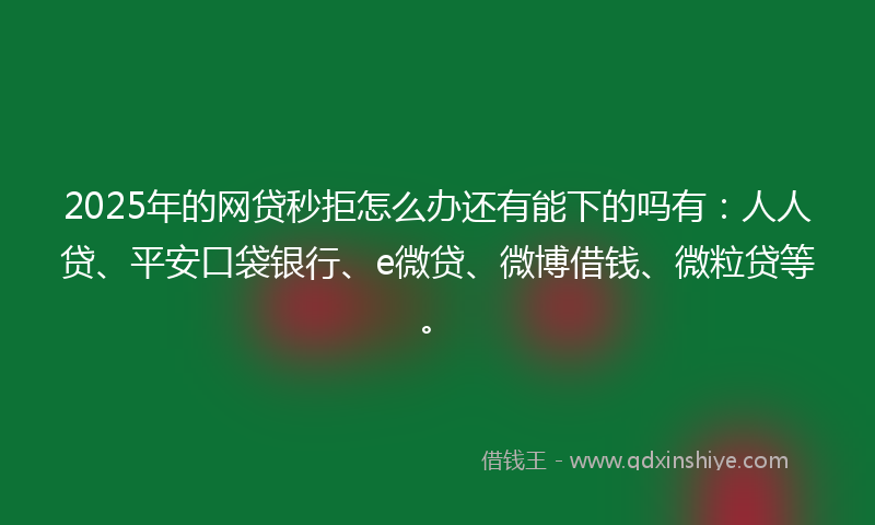 2025年的网贷秒拒怎么办还有能下的吗有：人人贷、平安口袋银行、e微贷、微博借钱、微粒贷等。
