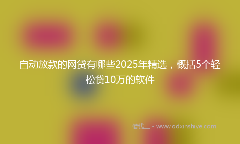 自动放款的网贷有哪些2025年精选，概括5个轻松贷10万的软件