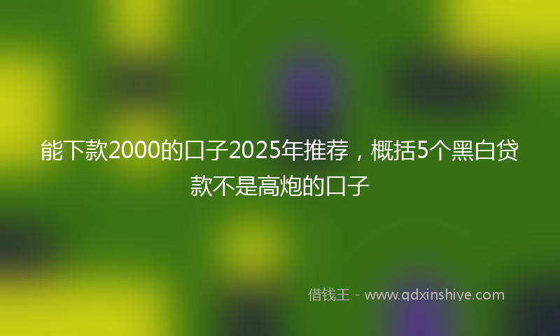 能下款2000的口子2025年推荐，概括5个黑白贷款不是高炮的口子