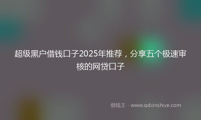 超级黑户借钱口子2025年推荐，分享五个极速审核的网贷口子