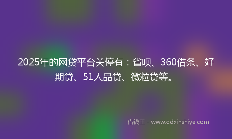 2025年的网贷平台关停有：省呗、360借条、好期贷、51人品贷、微粒贷等。