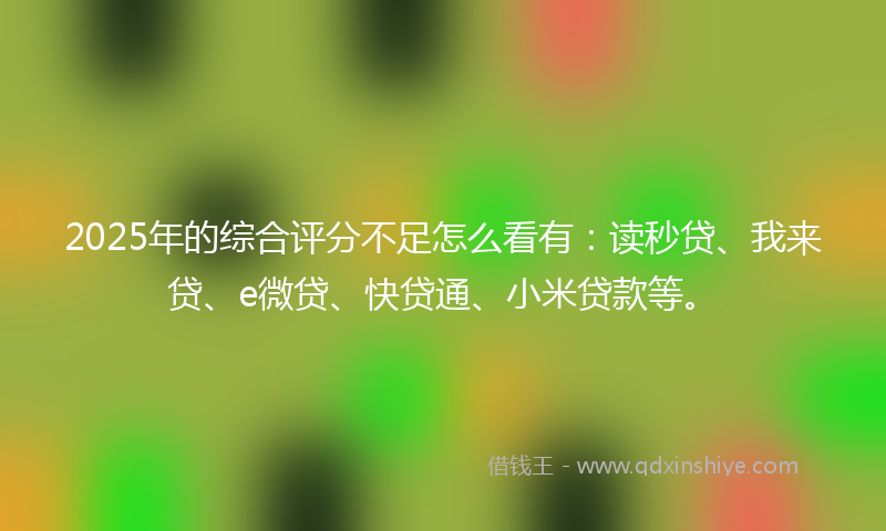 2025年的综合评分不足怎么看有：读秒贷、我来贷、e微贷、快贷通、小米贷款等。