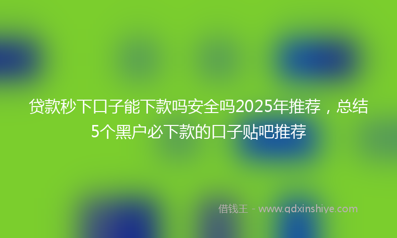 贷款秒下口子能下款吗安全吗2025年推荐，总结5个黑户必下款的口子贴吧推荐