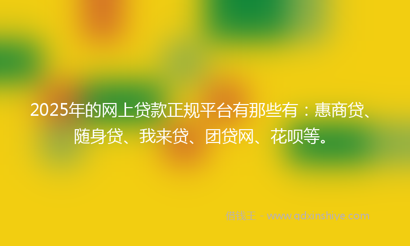 2025年的网上贷款正规平台有那些有：惠商贷、随身贷、我来贷、团贷网、花呗等。