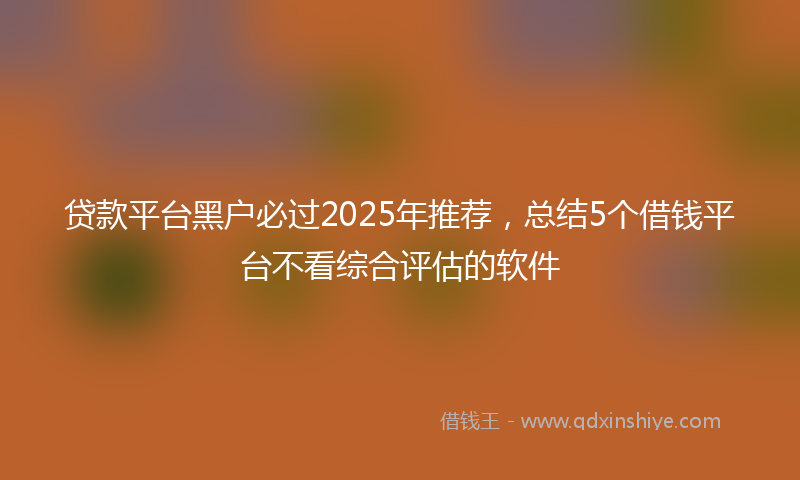 贷款平台黑户必过2025年推荐，总结5个借钱平台不看综合评估的软件
