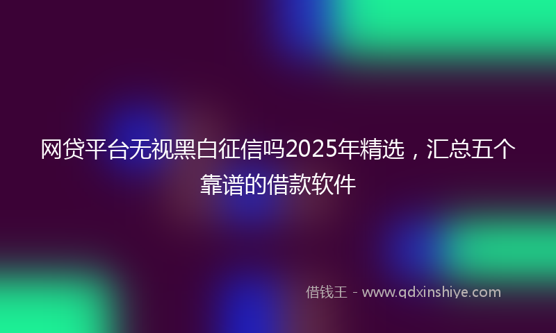 网贷平台无视黑白征信吗2025年精选，汇总五个靠谱的借款软件