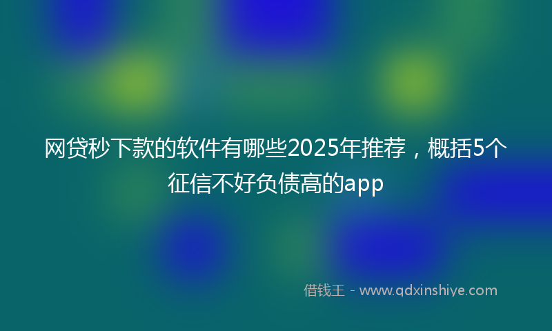 网贷秒下款的软件有哪些2025年推荐，概括5个征信不好负债高的app