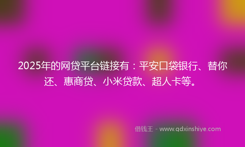 2025年的网贷平台链接有：平安口袋银行、替你还、惠商贷、小米贷款、超人卡等。