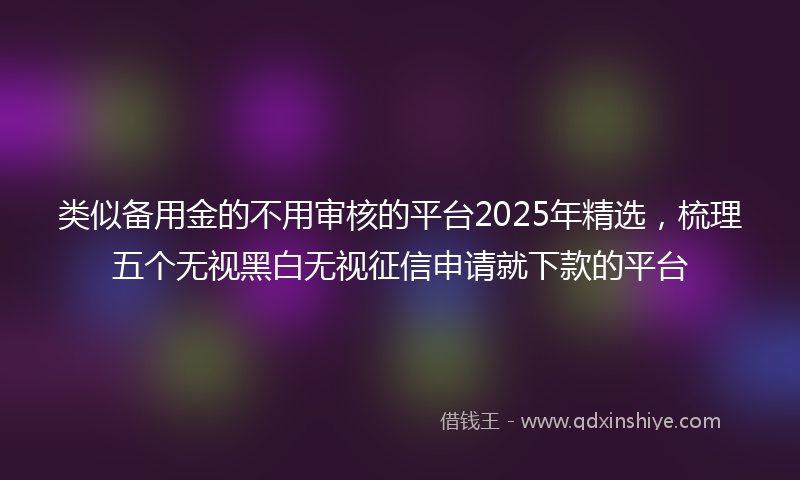 类似备用金的不用审核的平台2025年精选，梳理五个无视黑白无视征信申请就下款的平台