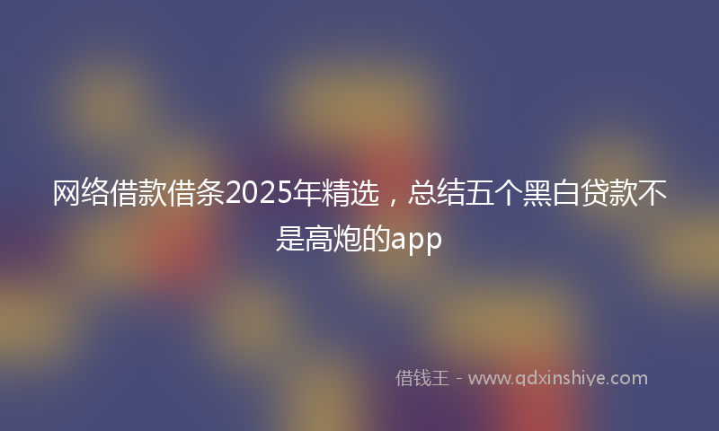 网络借款借条2025年精选，总结五个黑白贷款不是高炮的app