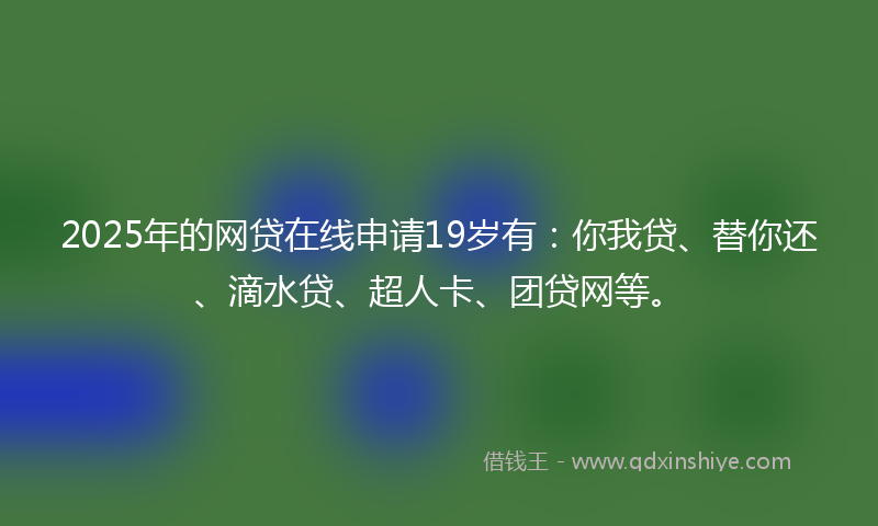 2025年的网贷在线申请19岁有：你我贷、替你还、滴水贷、超人卡、团贷网等。