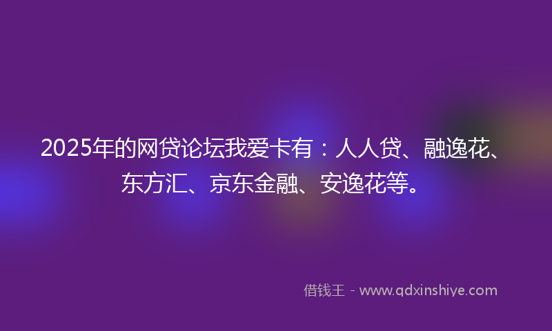 2025年的网贷论坛我爱卡有：人人贷、融逸花、东方汇、京东金融、安逸花等。