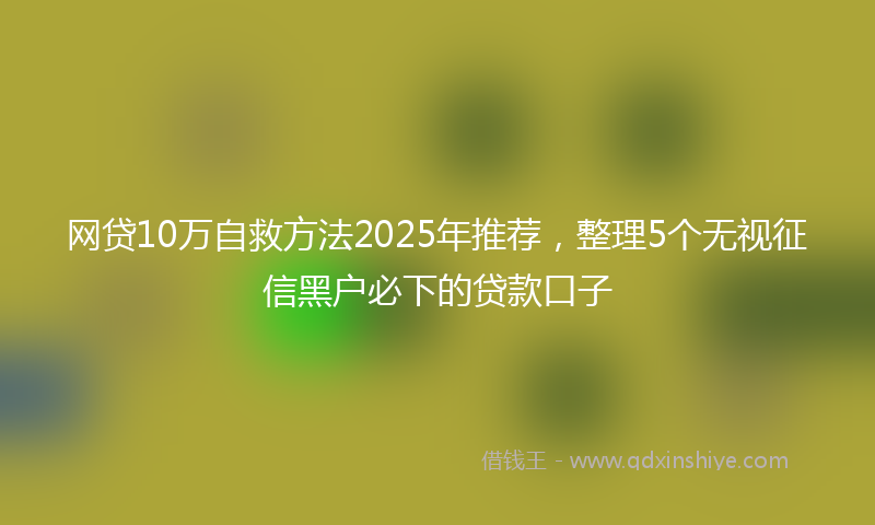 网贷10万自救方法2025年推荐，整理5个无视征信黑户必下的贷款口子